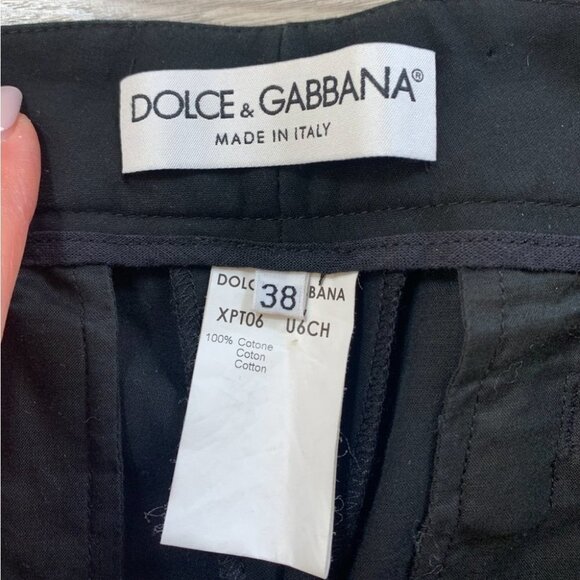 Dolce & Gabbana Black Wide Leg Cotton Trouser Pants - Picture 7 of 13